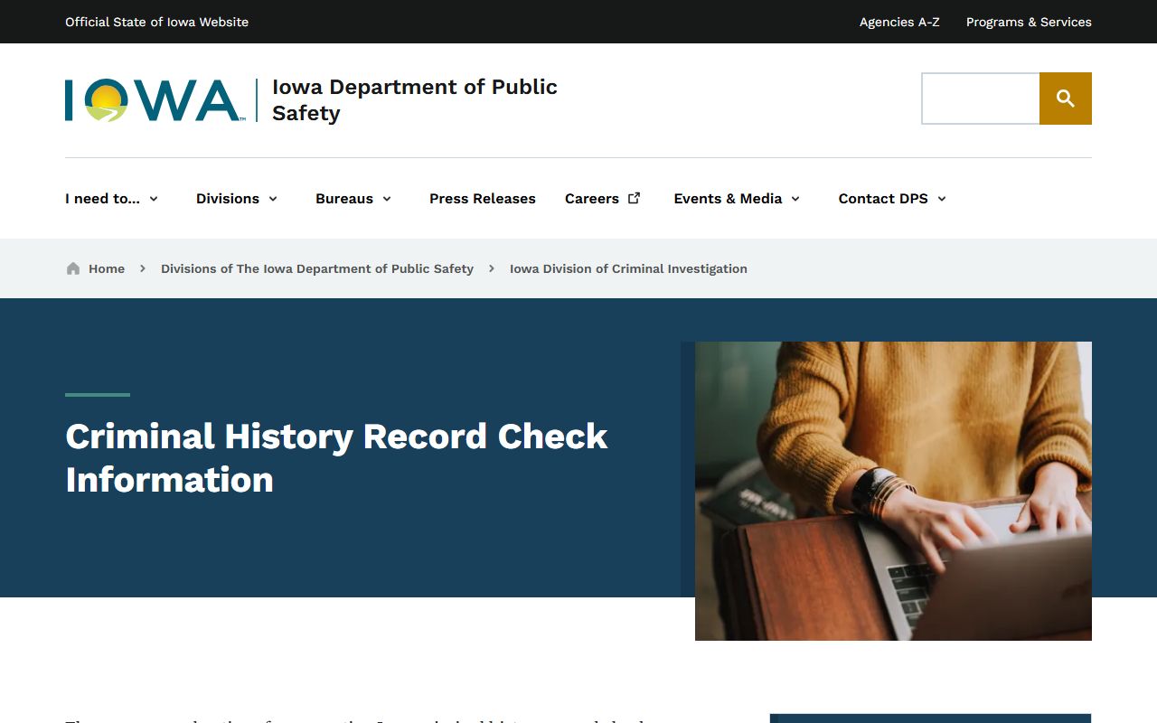 Iowa DCI criminal history source for Harrison County court record checks