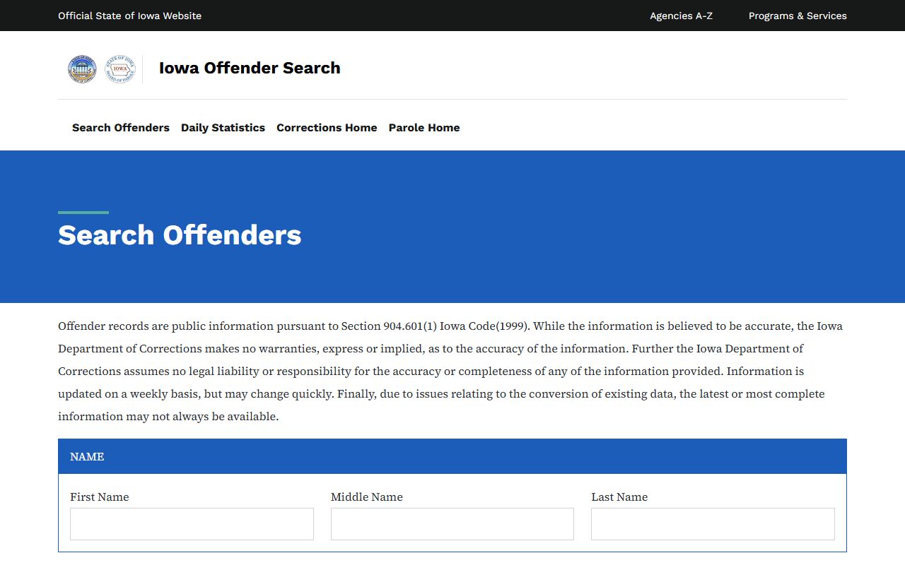 Iowa DOC offender search for Harrison County sentenced inmate lookup